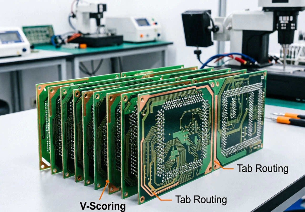 PCB Panelization Guide for SMT Assembly China: V-Scoring vs. Tab Routing